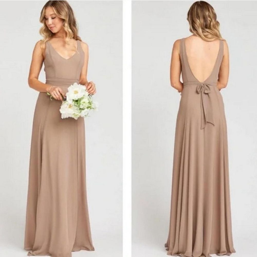 Show Me Your MuMu Jenn Maxi Dress Bridesmaid in Beige Sz M NWT